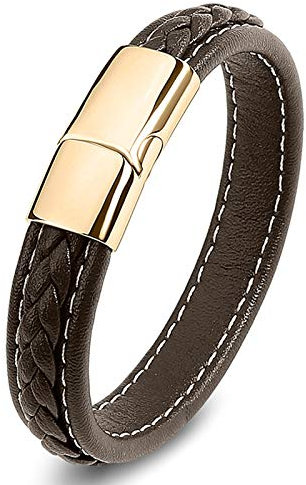 Daesar Partnerarmband Magnet Armband Leder Geflochten Charms, Lederarmband Herren Braun 20CM