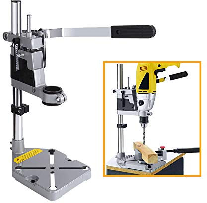 Bench Drill Press Stand - Adjustable Clamp for Power Drills, 43 mm or 38 mm Collar, Rocker U Base