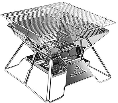 MYAOU Leichter Grill Grill Tragbarer Holzkohlegrill Edelstahl Verdickter Grill im Freien Klappbarer Picknicktisch