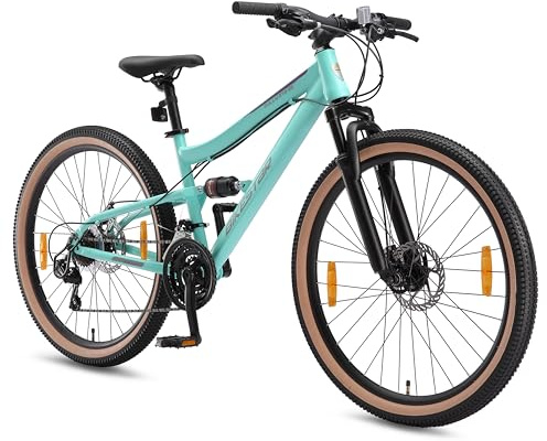 BIKESTAR Fully Mountainbike Shimano 21 Gang Schaltung, Scheibenbremse 26, 27.5, 29 Zoll Reifen | 15, 17, 19 Zoll Rahmen MTB Vollgefedert | RISIKOFREI TESTEN