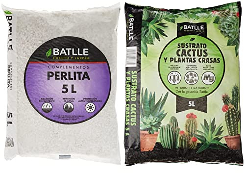 Semillas BatlleSustratos - Sustrato Perlita 5L - Batlle + 960051Pic Sustrato Cactus 5L, Verde, 32X25X32 Cm