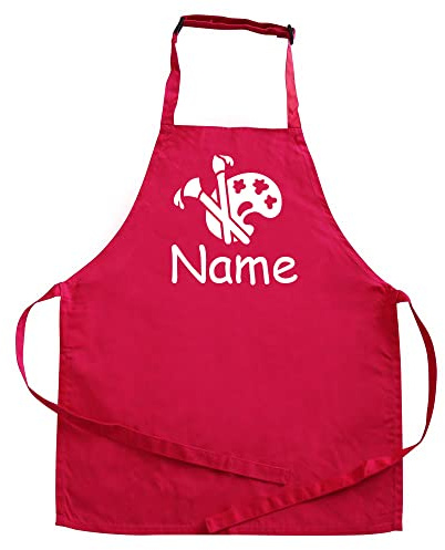 Elefantasie Kinder Schürze Maler Malschürze Kochschürze mit Namen personalisiert Pink 3-6 Jahre