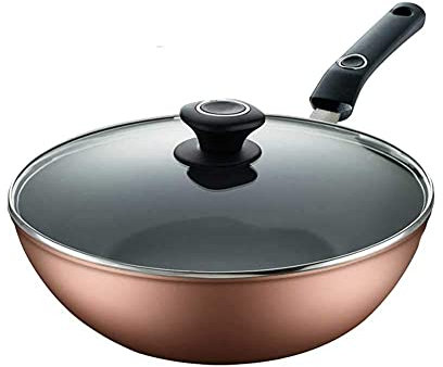 ZXFDMSWJ Wok Pan Wok Antiadherente, Wok de inducción Antiadherente, sin hollín, sin adherencia, sin Revestimiento, sin óxido, Adecuado para Wok de Humo no graso Universal, aleación de Aluminio, 32 cm