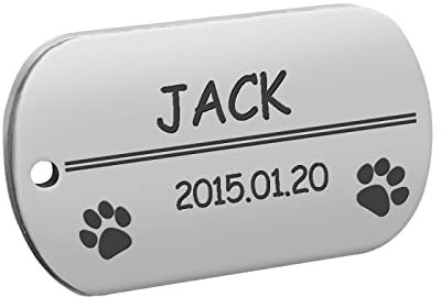 Personalized Dog ID Tag Stainless Steel Customized Military Dog Tags Engraved Pet Name Birthday Phone,Silver,S