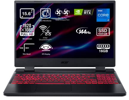 Acer Nitro 5 AN515-57 - Ordenador Portátil Gaming 15.6 Full HD IPS 144Hz (Intel Core i5-11400H, 16GB RAM, 512GB SSD, RTX 3050Ti, Sin Sistema Operativo) Color Negro - Teclado QWERTY