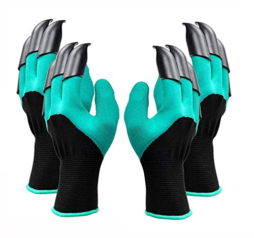 RZJZGZ 2 Pairs Garden Gloves with Claws for Women and Men Both Hands Waterproof Gardening Work Gloves Quick & Easy to Digging & Planting Safe Rubber Gloves for Home Working