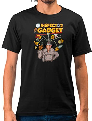 Camisetas EGB Camiseta Adulto/Niño Inspector Gadget Ochenteras 80´s Retro Comic Tallas Especiales (Negro, 3XL)