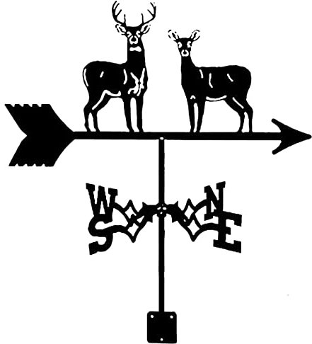 CAZARU Sika Hirsch Wetterfahne Wetterfahne praktischer Windrichtungsanzeiger mit Halterung Wetterfahne Messwerkzeug Bauernhaus dekorativ korrosionsbeständig