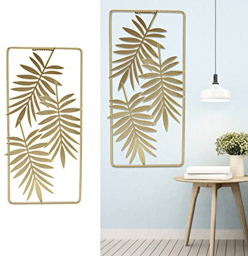 Ejoyous Decorazione da parete in metallo 3D, decorazione da parete in stile nordico, decorazione da parete Foglia di Metallo Minimalista Moderno per soggiorno camera da letto sfondo 29,5 x 14,5 cm