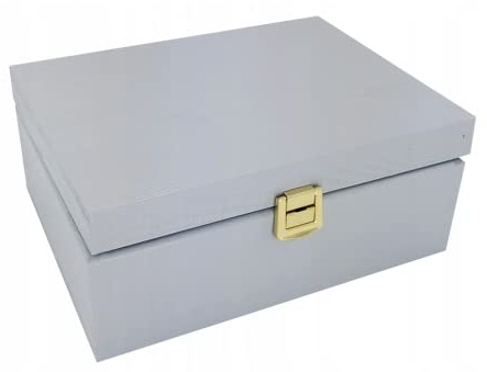 Pine Wood Solid Wooden Box Storage Tea Bags Organiser 6 Removable Dividers Kitchen Caddy Grey Chest with Lid Hasp