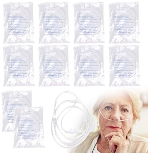 Nizirioo 10 pezzi Occhiali da naso con ossigeno in silicone Tubo di Alimentazione Dell'Ossigeno Per Macchina Ossigeno Terapia Respiratoria Famiglia Ospedale Pazientee Bianco