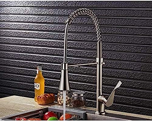 Küchenarmaturen, Küchenarmatur, herausziehbare Brause, Einhebelmischer, schwenkbarer Auslauf, moderner Waschbecken-Mischbatterie-Wasserhahn aus gebürstetem Nickel