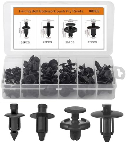 80Pcs M6 M7 M8 Motorcycle Fairing Bodywork Bolt Push Pry Rivets Pin Clip Retainer Fastener Nylon Push Rivet Pins for Polaris Sportsman 450 500 550 570