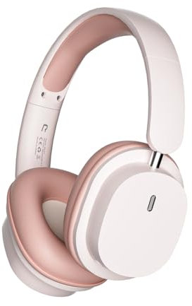 Fiauli Bluetooth Headphones Over Ear,Hi-Fi Stereo Foldable Wireless Headphones,Active Noise Cancelling Headphones With Built in Mic,Lightweight Wireless Bluetooth Headset for Sport Home Office (Pink)