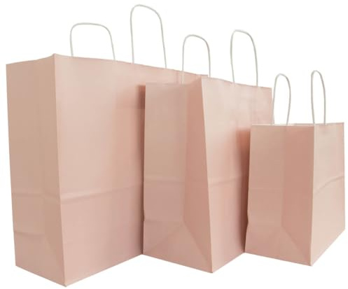 50x Papiertüten Altrosa - Papiertragetaschen - 31 x 12 x 40 cm - Rosa - 50 stück