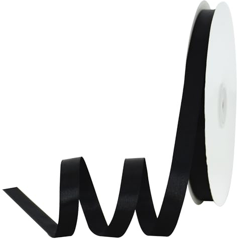 TONIFUL Satin Geschenkband Schwarz 1,25cm x 91m, 1 Rolle Schleifenband für Geschenkverpackung und Partydekoration, Hochwertiges Geschenkband Geburtstagsparty
