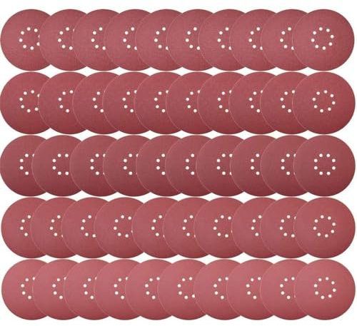 CUBEWAY CUBEWAY Disques de Ponçage 225 mm 50 Pièces 8 Trous Disques Abrasifs 225 mm Ronds Papier Abrasif for Ponceuse pour Cloisons Sèches Ponceuse Girafe (50 pièces -10xP40/60/80/120/240)