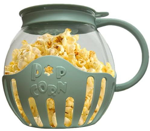 Popcorn Maker Machine | Microwave Popcorn Popper | 2.25 Quart Popcorn Popper Bowl With Lid | Popcorn Machine Popcorn Maker | Temperature Safe Borosilicate Glass | Dishwasher Safe