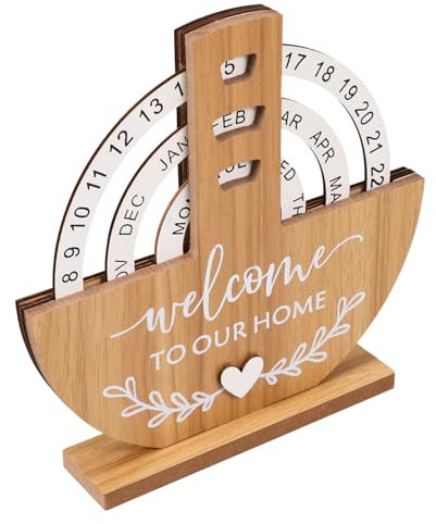 Operitacx Rotierender Holzkalender Kreativer Handgefertigter Tischkalender Aus Holz Für Büro Und Zuhause Langlebig Stilvolle Tischdekoration Manueller Ewiger Kalender