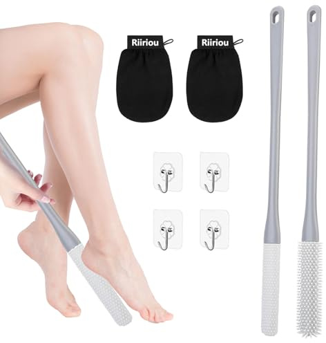 Zehenspalt Reinigungsbürste Fußbürste Duschbürste Für Die Dusche Badebürste Mit Langem Stiel Dusche Reinigungsbürsten Für Hautschmutz Entfernen Tief Reinigen Mit Peelinghandschuh＆Klebehaken (Blau)