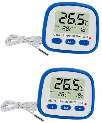 Kisangel 2stücke Digital Thermometer Tiefsttemperaturalarm Großes Lcd-display Temperaturveränderlich Für Kühlschrank Und Gefrierschrank Batterie Weiß Und Blau