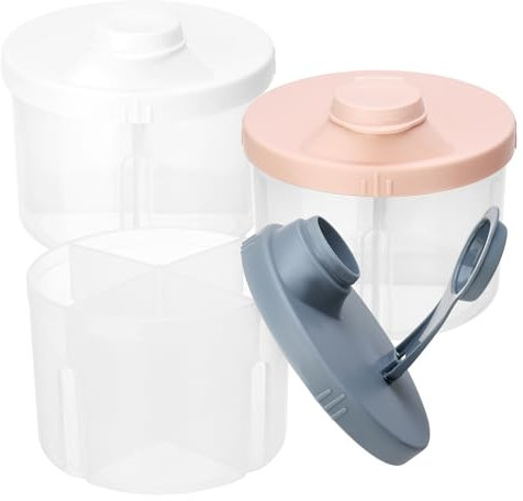 GSrenyu 3 pcs Milk Powder Dispensers, Non-Spill Portable Milk Powder Container with Snap-On Lid, 3 Separate Compartment, Formula Portioning Storage Container for Home Travel Outdoor