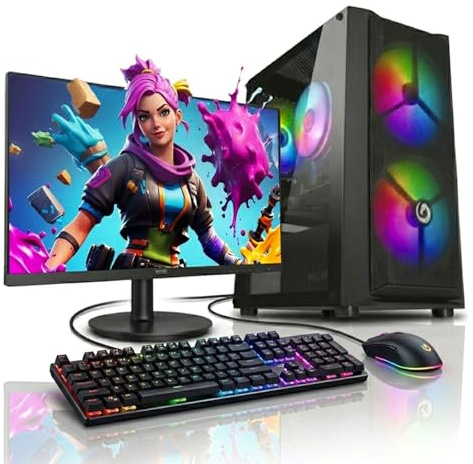 Nuwo PC Gaming Fisso Completo Preassemblato | Core i5 fino a 3.8GHz | RX 5500 8GB | 16GB RAM | SSD 1TB | Monitor 23.8 Full HD | Tastiera e Mouse Gaming Inclusi | Win 11 Pro | Boss Battle Setup