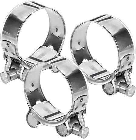 Editbar 304 Edelstahl Gelenkbolzenschelle 40-43mm - 3er Set Auspuffschelle, Schlauchschellen, Motorrad Auspuff Schellen, Rohrschellen, für Schlauchbefestigung, Öl, Gas und Wasserleitungen Befestigung
