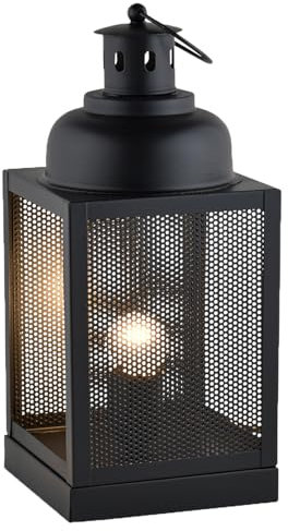 Marrakesch Tischlampe Nachttischlampe 35cm groß | Vintage Deko Lampe im Wohnzimmer Schlafzimmer oder Kinderzimmer | Retro Tischleuchte Ceed schwarz aus Metall mit E27 Fassung