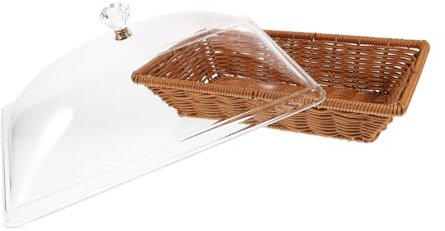 STOBOK Woven Bread Basket Lid Woven Fruit Basket for Kitchen for Desktop for Serving Cakes and Snacks