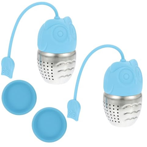 VINTORKY 2pcs Silicone Tea Strainers for Loose Leaf Tea Reusable Infusers Unique Owl Design Easy to Clean Filters for Home Office and House Use