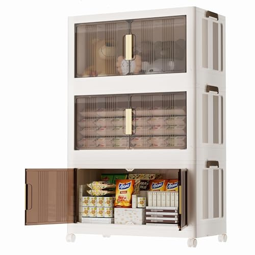 Naviconvex Aufbewahrungsbox mit Deckel - 249L Groß Stapelbare Plastikbox mit Deckel, 3 Ebene und 1 Deckel, Faltbare Aufbewahrungsbehälter für Schlafzimmer, Wohnzimmer, Küchen und Büro