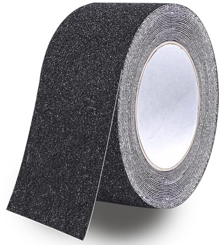 YFLeomry Antirutsch Klebeband, 5cm x 6m Antirutschband Selbstklebend, Schwarz Anti Rutsch Klebeband, Wasserfest Antirutschfolie Selbstklebend für Treppen, Stufen, für Drinnen und Draußen