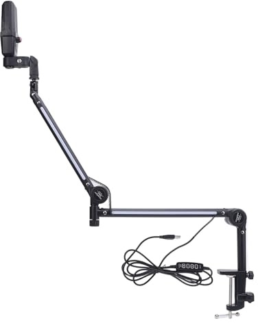 USB Condenser Microphone, Adjustable Mic Stand RGB Gaming Microphone with Boom Arm, Desktop PC Computer Podcast Microphone Kit for YouTube Streaming