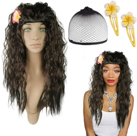 1 Peluca Ondulada, 1 Red Tejida, 2 Horquillas, Cabello Largo Rizado De Moda, Accesorios De Rol, Decoración De Disfraces.