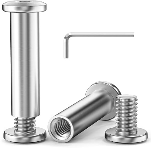 10 Pcs M6x30 mm Hex Socket Cap Bolt with Allen Wrench, 304 Stainless Steel Furniture Connector Bolts M6 Flat Head Screw Barrel Nuts Binding Screws for Crib Replacement Belt Cabinet