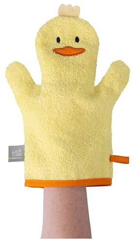 Odenwälder Waschhandschuh Quaki – Sanfter Baby-Waschlappen aus 100 % Baumwolle, OEKO‑TEX® Standard 100 zertifiziert, vegan, hautfreundlich yellow
