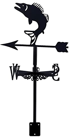 Wetterfahne aus Metall, Fisch, Windrichtungsanzeiger, Dachmontage, Wetterfahne, Bauernhofszene, Garten, Art-Deco-Zubehör