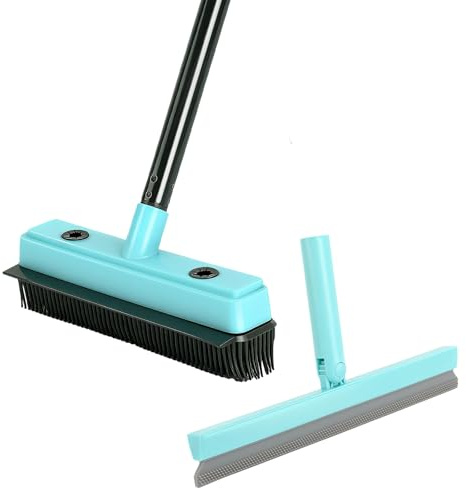 Michao Rubber Broom for Carpet Pet Hair Remover,with Multifunction Magic Broom,air Broom,for pet Removal Fluff Carpet, Hardwood Floor, Cleans Glass, Fine Dust, Hair, Liquid (Black)