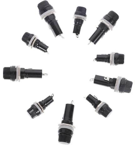PENIKOKO Sicherungshalter Steckdosen aus Pp und Aluminium 16 Stück für 5x20mm und 6x30mm Glasrohrsicherungen Schwarz mit Hoher Stabilität für Auto und Motorrad