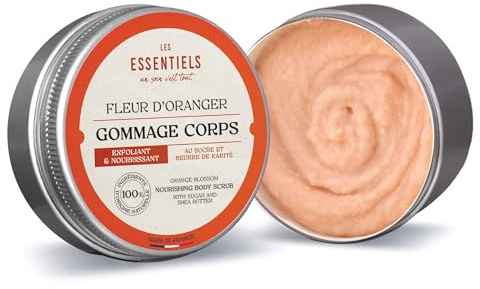 LES ESSENTIELS Körperpeeling Orangenblüte - 100% Natürliches Zucker-Peeling - Veganes, cremiges Body Scrub für glatte & strahlende Haut - Zertifiziert „COSMOS Natural“, Made in France, 200 ml