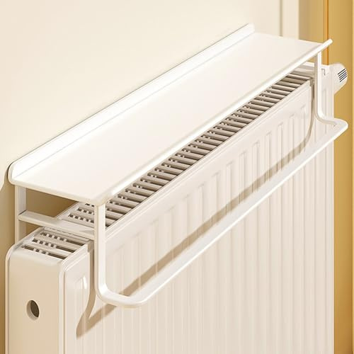 Leaceuv Heizkörperregal ohne Bohren,Heizkörper-Regalträger,Heizkörper Regal,Staubdichte Aufbewahrung Heizungsregal,Radiator Shelf Easy Fit,Heizkörper Ablage for das Heimbüro(Wit,L 40cm/15.7in)