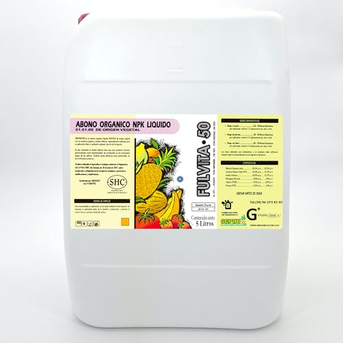 FULVITA·50 Ácidos Fúlvicos 57 % p/v de Origen Vegetal 20L | Abono Orgánico Líquido NPK | Estimulador radicular y foliar | Apto agricultura ecológica CE 834/2007