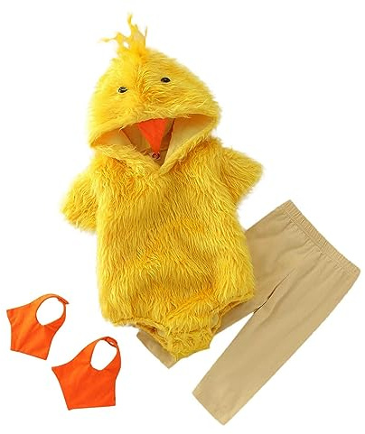 Générique Costume De Poulet Bébé - 3Pc-Pantalons, Combinaison, Palmes - Costumes d'animaux pour Halloween, Pâques, Carnaval Et Fêtes Costumées - Idéal pour Bébés Unisexes Costume