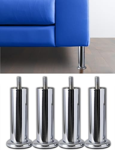 IPEA 4x Piedini per Mobili e Divani modello ACQUAMARINA CON BASE – Set di 4 Gambe in Ferro – Piedi dal Design Minimal per Poltrone, Armadi, Mobili Casa – Colore Cromato – Altezza 120 mm