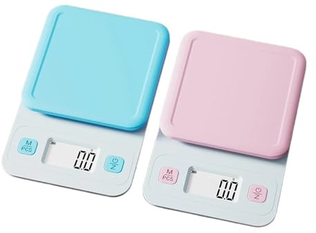 Bilancia da cucina blu e rosa, piccola bilancia da cucina dai colori vivaci for cucinare, preparare la colazione, 7 unità di conversione 3 kg/0,1(Pink)