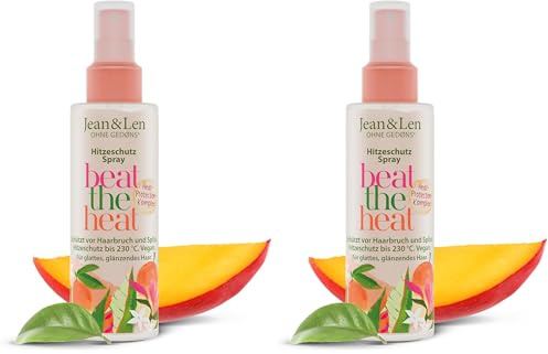 Jean & Len Beat The Heat Hitzeschutzspray, mit Mango Duft, leichte Konsistenz, schützt das Haar vor Hitzeschäden bis 230°C, Heat Protection Spray, ohne Parabene & Silikone, vegan, 100 ml