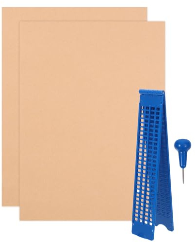 COOPHYA Tavoletta Braille Punteruolo in Plastica Blu Leggera e Riutilizzabile per Scrittura Braille, Kit Completo 27 Righe e 30 Caselle per Non Vedenti