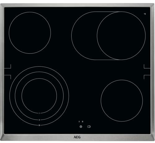 AEG HE604070XB Elektro-Kochfeld / 60 cm / Glasfarbe Schwarz / Ceran /Glaskeramikkochfeld mit Bräterzone / herdgebundenes Kochfeld / Edelstahlrahmen