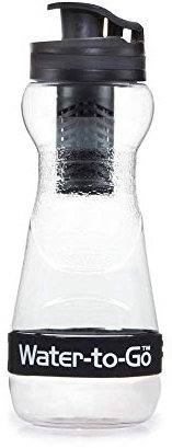 WATER TO GO Filter Bottle with Replaceable 3 Stage Filter which removes 99.99% of Bacteria & Contaminents and Improves Taste - Hiking, Camping & Travelling - BPA Free, 50cl (BLACK)